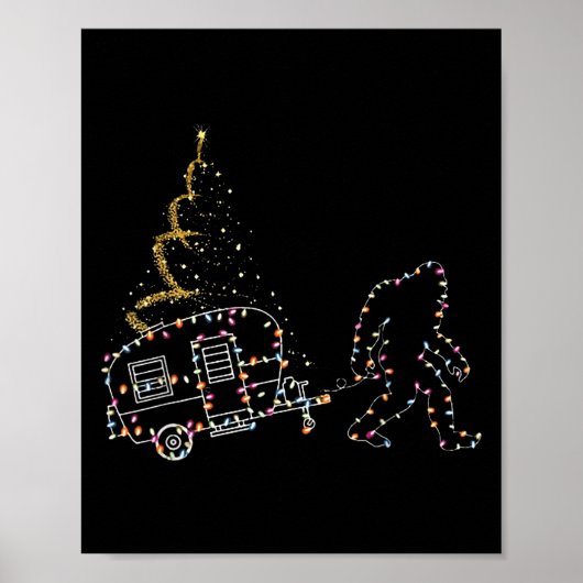 Bigfoot Met Caming Car Light Kerstmis Poster (Voorkant)