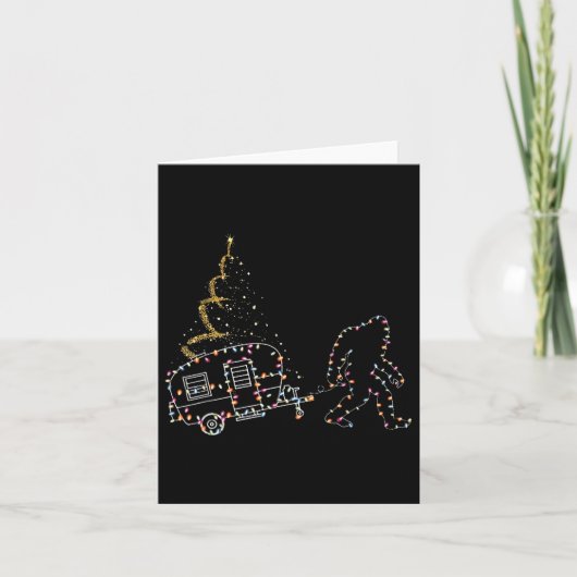Bigfoot met Camping Auto Licht Kerstmis Kaart (Voorkant)