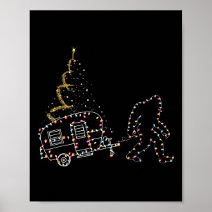 Bigfoot met Camping Auto Licht Kerstmis Poster
