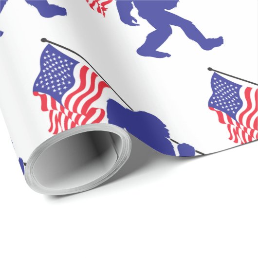 Bigfoot met de Amerikaanse vlag Cadeaupapier (Rol Hoek)
