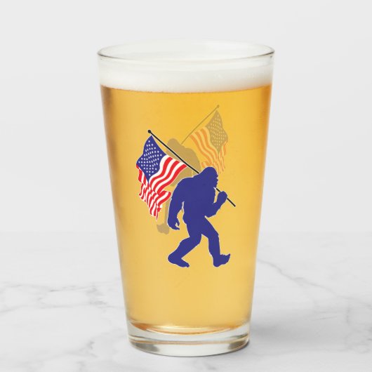Bigfoot met de Amerikaanse vlag Glas (Achterkant gevuld)