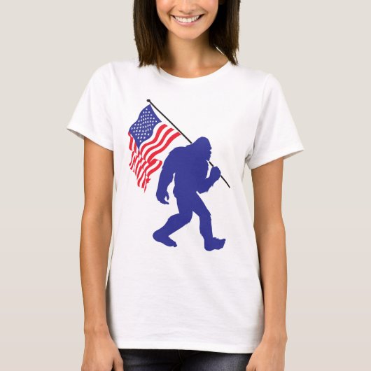 Bigfoot met de Amerikaanse vlag T-shirt (Voorkant)
