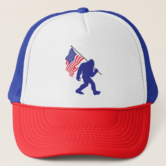 Bigfoot met de Amerikaanse vlag Trucker Pet (Voorkant)