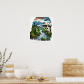 Bigfoot met dubbele belichting in de natuur poster (Keuken)