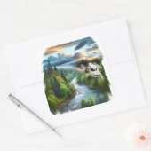 Bigfoot met dubbele belichting in de natuur vierkante sticker (Envelop)