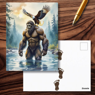 Bigfoot met een adelaar op zijn schouder briefkaart