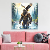Bigfoot met een adelaar op zijn schouder  canvas afdruk (Insitu (Woonkamer))