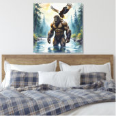 Bigfoot met een adelaar op zijn schouder  canvas afdruk (Insitu (Slaapkamer))