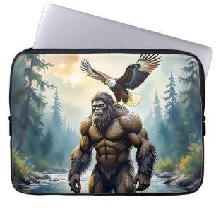 Bigfoot met een adelaar op zijn schouder  laptop sleeve