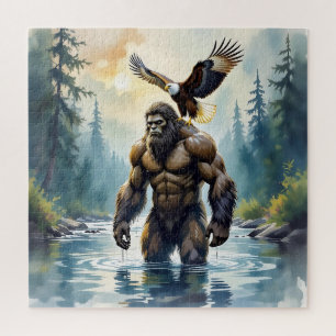 Bigfoot met een adelaar op zijn schouder legpuzzel