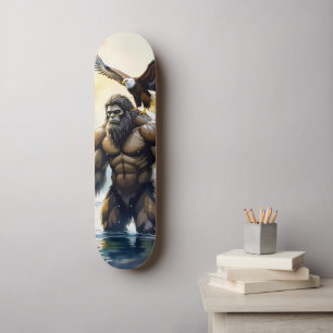Bigfoot met een adelaar op zijn schouder persoonlijk skateboard