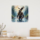 Bigfoot met een adelaar op zijn schouder poster (Keuken)