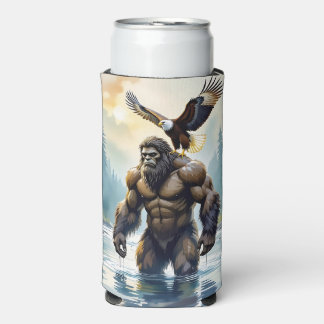 Bigfoot met een adelaar op zijn schouder seltzer blikjeskoeler