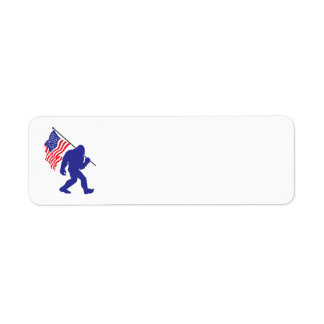 Bigfoot met een Amerikaanse vlag Etiket