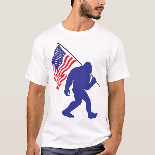 Bigfoot met een Amerikaanse vlag T-shirt (Voorkant)