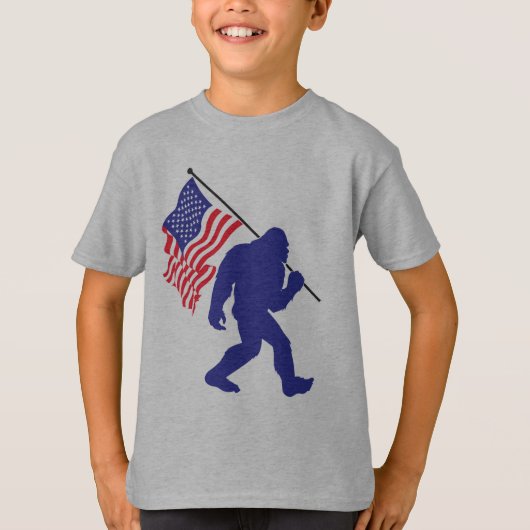 Bigfoot met een Amerikaanse vlag T-shirt (Voorkant)