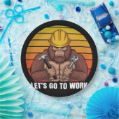 Bigfoot met een helm werknemer retro papieren bordje (Feest)