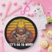 Bigfoot met een helm werknemer retro papieren bordje (Feest)