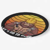 Bigfoot met een helm werknemer retro papieren bordje (Gekanteld)