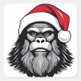 Bigfoot met een kerstmuts vierkante sticker