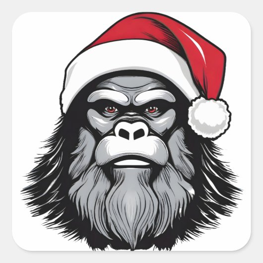 Bigfoot met een kerstmuts vierkante sticker (Voorkant)