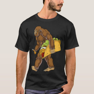 Bigfoot met een taco met een taco sasquatch t-shirt