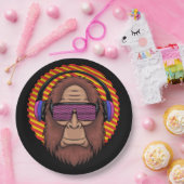 Bigfoot met een techno bril en hoofdtelefoon papieren bordje (Feest)