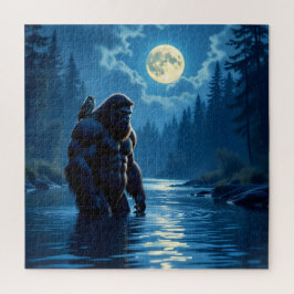 Bigfoot met een uil op zijn schouder legpuzzel