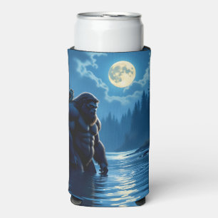 Bigfoot met een uil op zijn schouder seltzer blikjeskoeler
