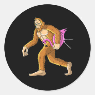 Bigfoot met Flamingo Animal Costuft Ronde Sticker