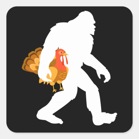 Bigfoot met kalkoenen - Thanksgiving Vierkante Sticker (Voorkant)