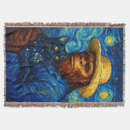 Bigfoot met Kat in Van Gogh stijl Sterrennacht Deken