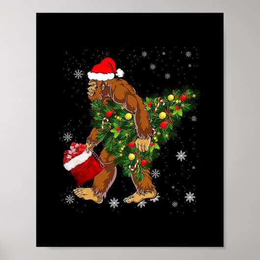 Bigfoot met kerstboom sasquatch believer poster (Voorkant)