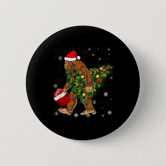 Bigfoot met kerstboom sasquatch believer ronde button 5,7 cm (Voorkant)