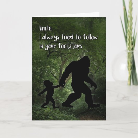 Bigfoot met kinderverjaardag voor oom kaart (Voorkant)