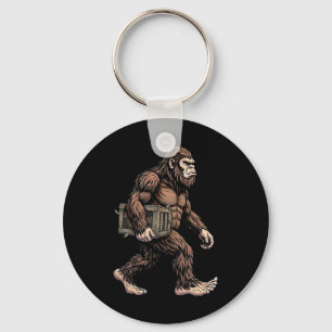 Bigfoot met kippenkrat Sasquatch-boerderij humor Sleutelhanger