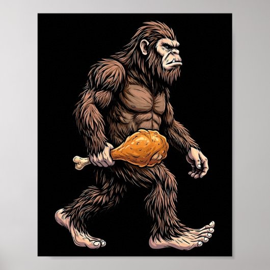 Bigfoot met kippenpoot Sasquatch liefhebber Poster (Voorkant)