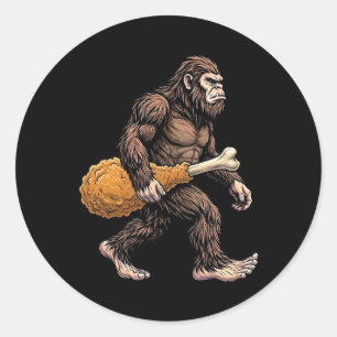 Bigfoot met kippenpoot Sasquatch liefhebber Ronde Sticker