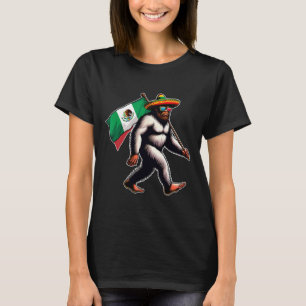 Bigfoot met Mexico Vlag Funny Cinco de Mayo Me T-shirt