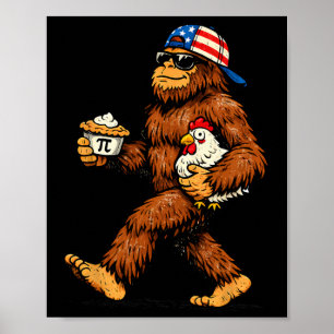 Bigfoot met Pi Wiskunde Kip Grappige Pi-dag Lesgev Poster