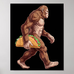 Bigfoot met Taco Funny Cinco de Mayo Boys Mannen Poster