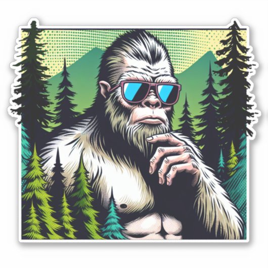 Bigfoot met zonnebril Hilding in de Bossen Sticker (Voorkant)
