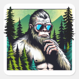 Bigfoot met zonnebril Verbergen in de Bossen Vierkante Sticker