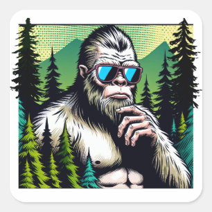 Bigfoot met zonnebril Verbergen in de Bossen Vierkante Sticker