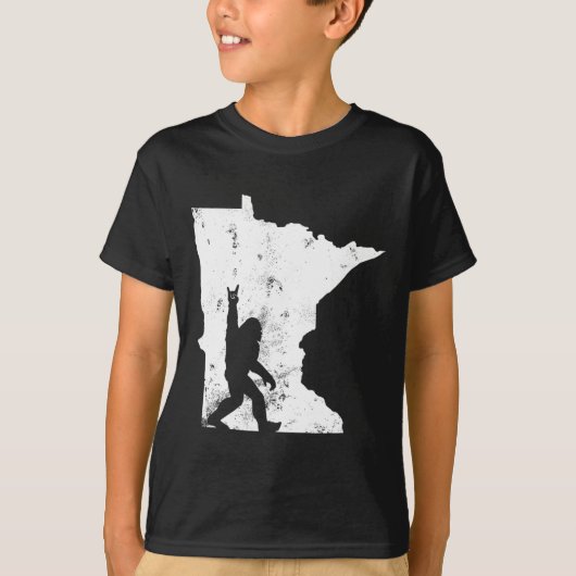 Bigfoot Minnesota State Map Sasquatch Mannen Vrouw T-shirt (Voorkant)