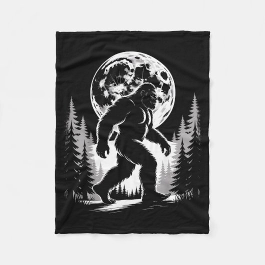 Bigfoot Moonlight Sasquatch Forest Cryptid Outdoor Fleece Deken (Voorkant)