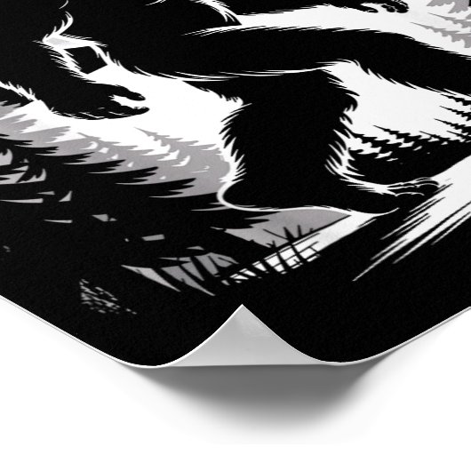 Bigfoot Moonlight Sasquatch Forest Cryptid Outdoor Poster (Hoek)