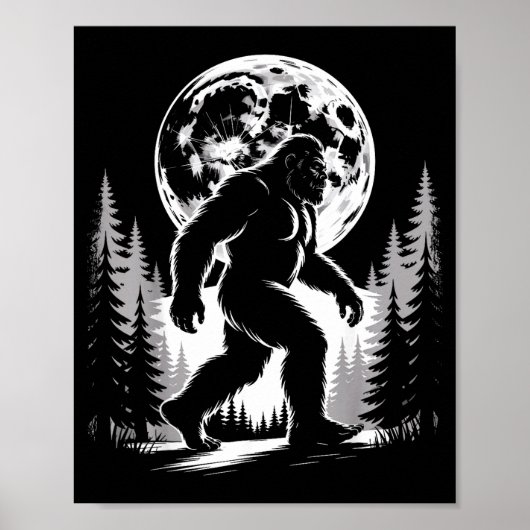 Bigfoot Moonlight Sasquatch Forest Cryptid Outdoor Poster (Voorkant)