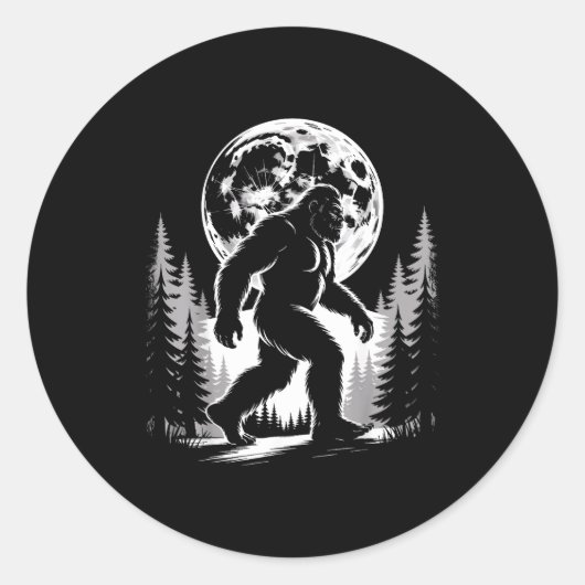 Bigfoot Moonlight Sasquatch Forest Cryptid Outdoor Ronde Sticker (Voorkant)