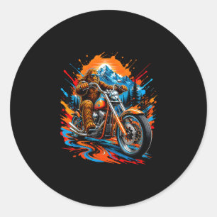 Bigfoot motorfiets avontuur berg grafisch ronde sticker